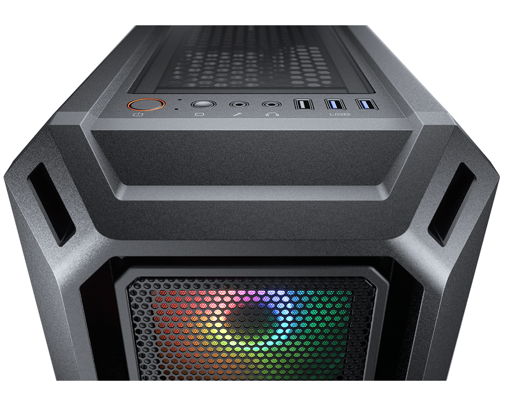 Cougar MX440 Mesh RGB Powerful Airflow and Compact Mid-Tower Case with Tempered Glass and 3x ARGB Fans - Zapnet.in