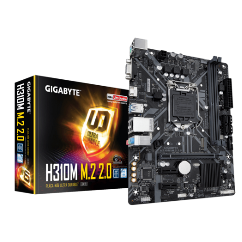 GIGABYTE H310M M.2 2.0 Ultra Durable Motherboard with 8118 Gaming LAN, PCIe Gen2 x2 M.2, HDMI 1.4, D-Sub Ports for Multiple Display
