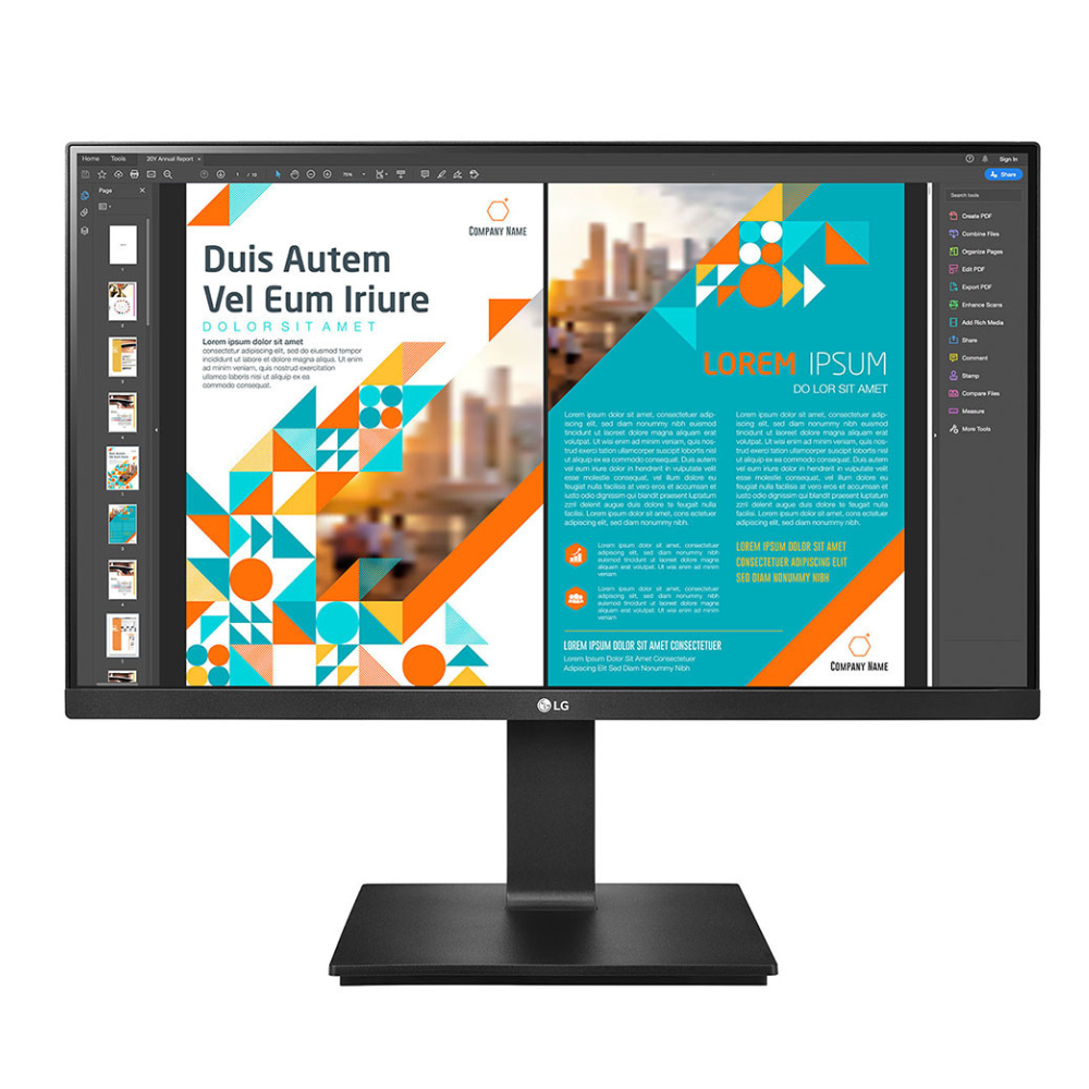 LG 24QP550 24 inch (60 cm) QHD (2K) Monitor - 2560 x 1440 Pixels, IPS-sRGB 99%, Height Adjust, Pivot (2Way), Swivel, Display Port, HDMIx 2, 3 Side Slim Border