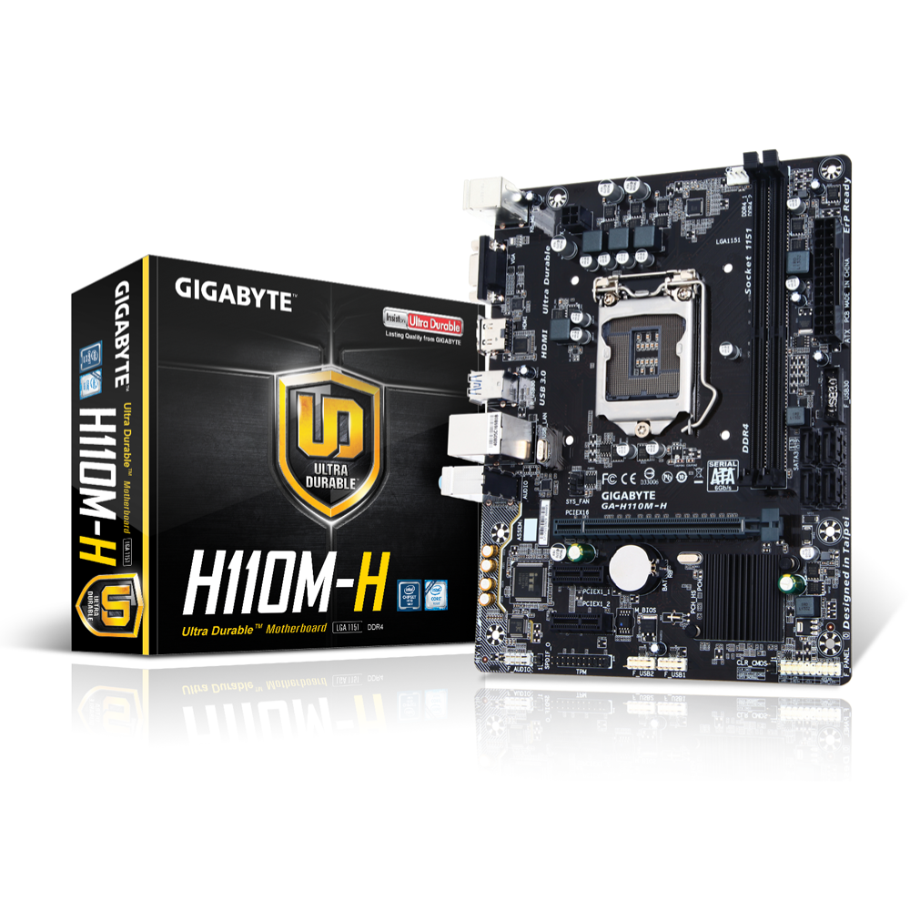 Gigabyte GA-H110M-H MicroATX Motherboard Socket LGA 115 DDR4 (6th and 7th Gen Intel Processor Support) - Zapnet.in