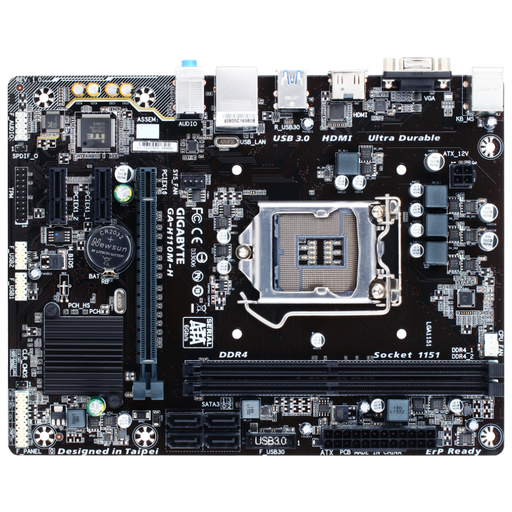 Gigabyte GA-H110M-H MicroATX Motherboard Socket LGA 115 DDR4 (6th and 7th Gen Intel Processor Support) - Zapnet.in