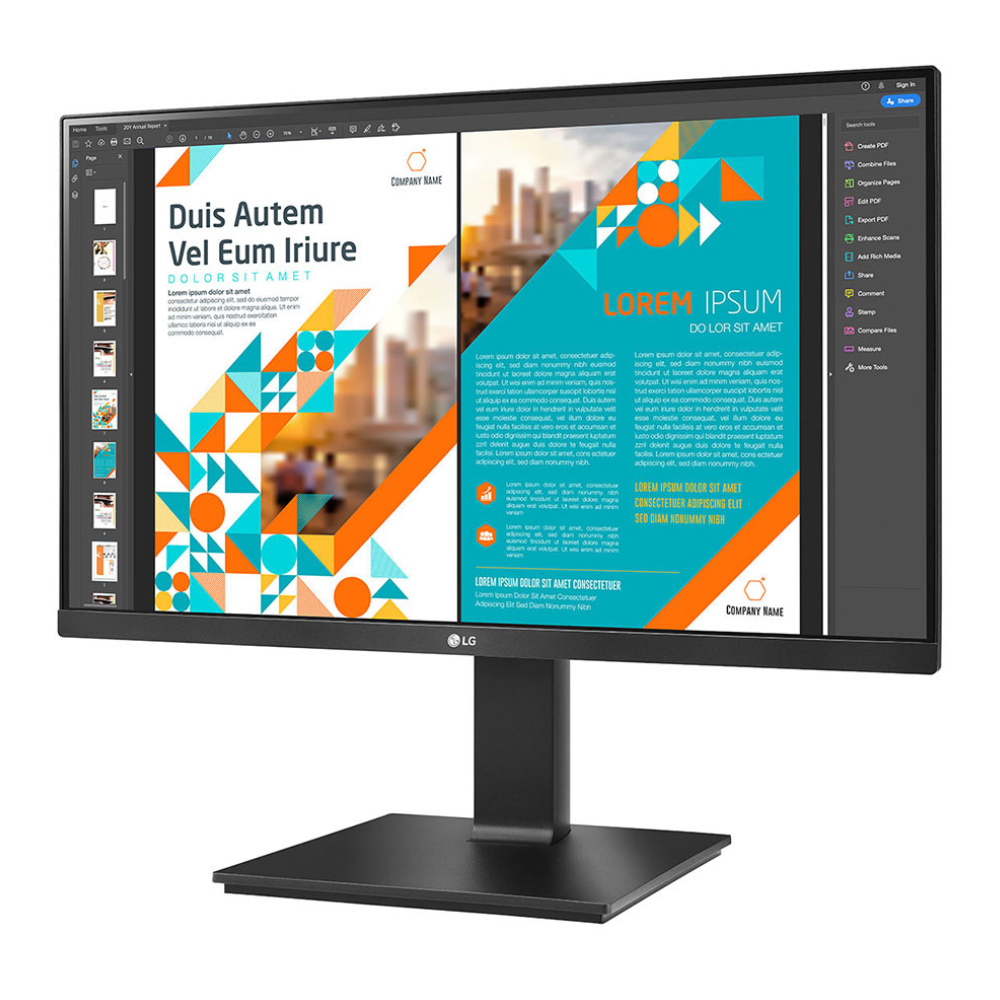 LG 24QP550 24 inch (60 cm) QHD (2K) Monitor - 2560 x 1440 Pixels, IPS-sRGB 99%, Height Adjust, Pivot (2Way), Swivel, Display Port, HDMIx 2, 3 Side Slim Border