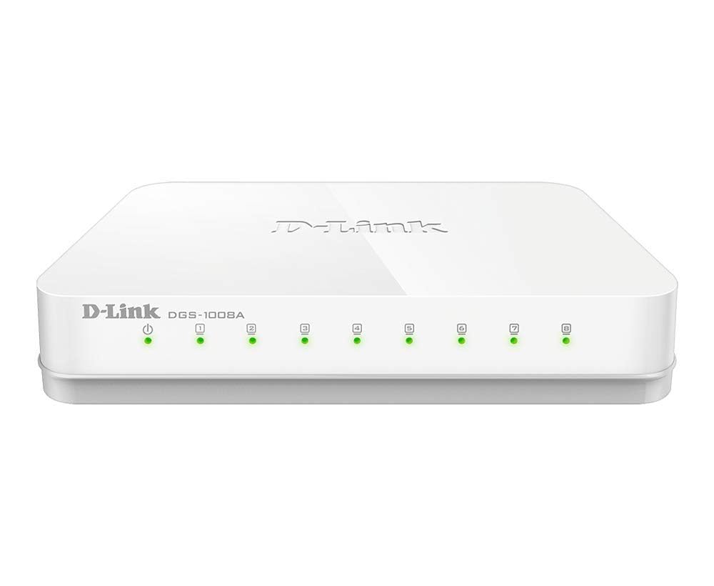 D-Link DGS-1008A 8-Port Gigabit Easy Desktop Switch (White), 11.1 x 9.8 x 16.4 cm