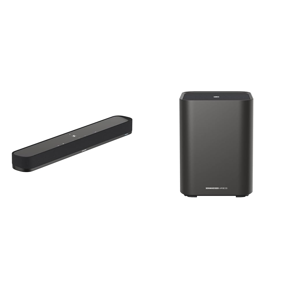 Sennheiser AMBEO Soundbar Mini (250W) with AMBEO Subwoofer (350W), Immersive 3D Audio for TV, Movies & Music, Deep Bass, Multiple Connectivity(Bluetooth, Wi-Fi),Alexa Built-in,Dolby Atmos,2Y Warranty