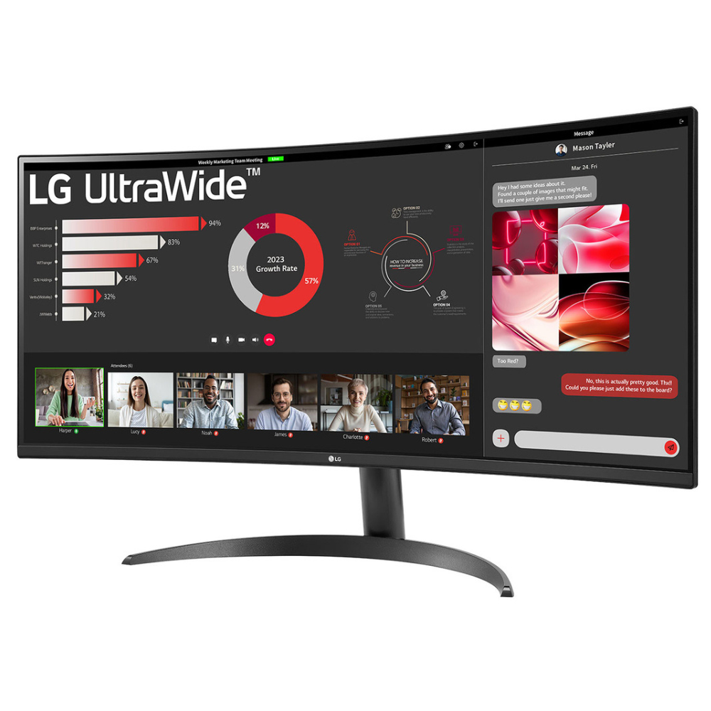 LG 34WR50QC 34 Inches 21:9 Curved Ultra Wide Monitor, WQHD(3440 x 1440 Pixels), sRGB 99%(Typ), HDR 10, Dual Controller, PBP, Flicker Safe, Smart Energy Saving, HDMI, DP, Head Phone Out, Tilt - Zapnet.in