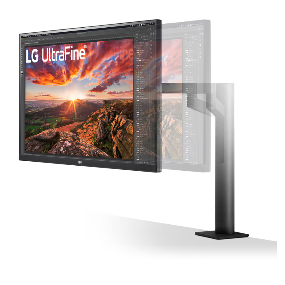 LG 27 inch(68.4cm) Ultrafine Ergo 4K-UHD(3840 x 2160) Pixels IPS, HDR 400, sRGB 99%, HW Calibration, Speaker (5Wx2), Height/Swivel/Pivot/Extend/Retract, USB - C, HDMI x 2, DP- 27UN880 - Zapnet.in