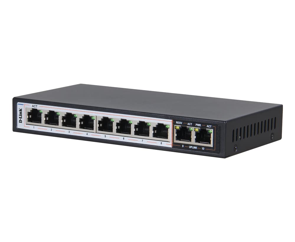 D-Link 8+2 Port Unmanaged PoE Switch | DES-F1010P-E 8+2 100Mbps 250m PoE Switch in Offers