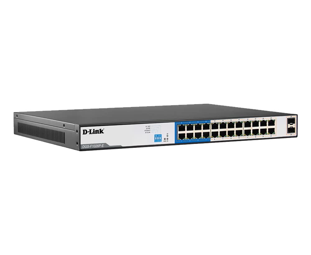 DGS-F1026P-E 24GE PoE + 2 SFP Ports 250m PoE Switch