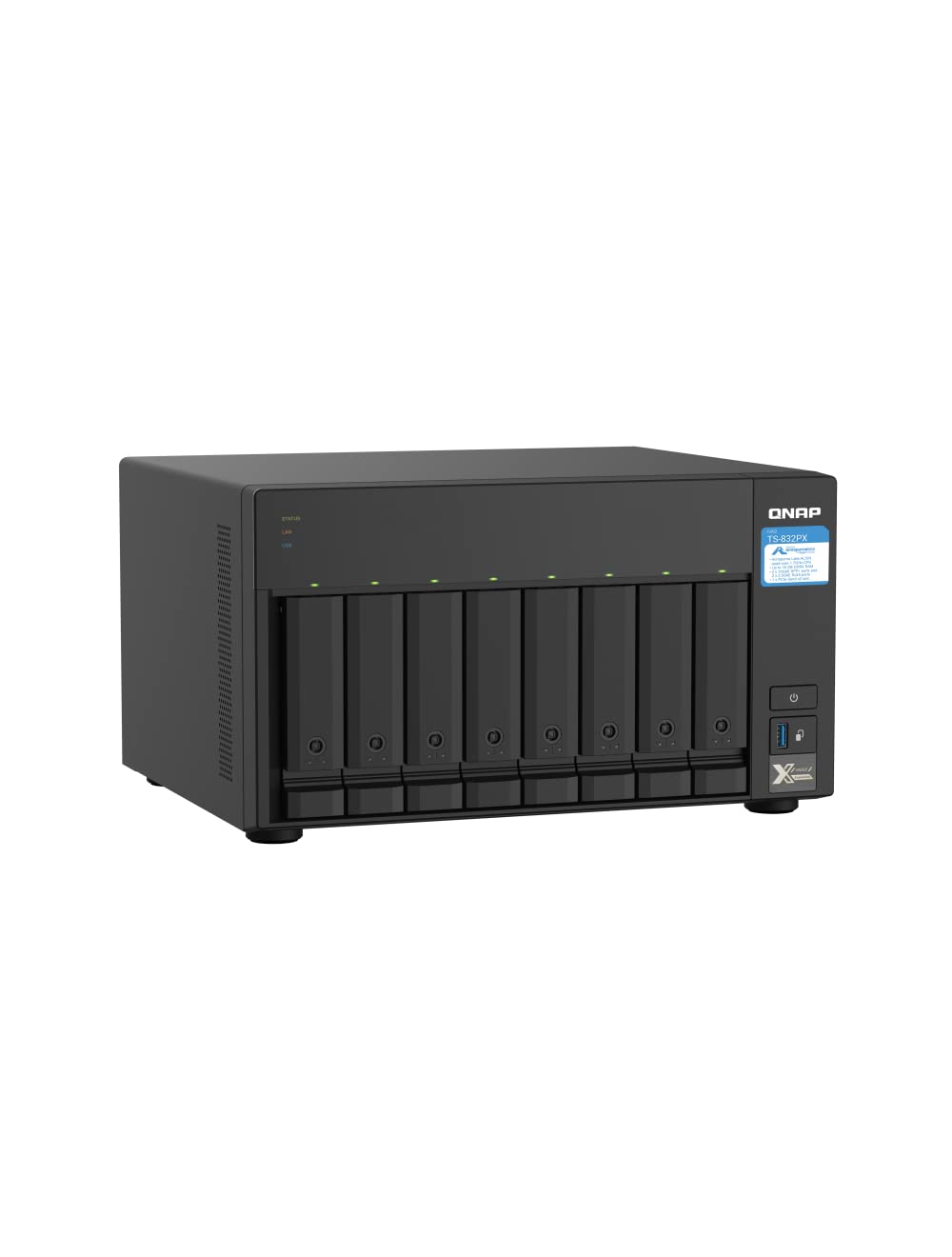 QNAP TS-832PX-4G 8 Bay Quad-core 1.7GHz, High-Capacity NAS with 10GbE SFP+ and 2.5GbE, Supports PCIe Expansion for M.2 SSDs to Accelerate Applications