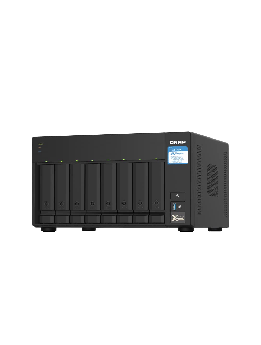 QNAP TS-832PX-4G 8 Bay Quad-core 1.7GHz, High-Capacity NAS with 10GbE SFP+ and 2.5GbE, Supports PCIe Expansion for M.2 SSDs to Accelerate Applications