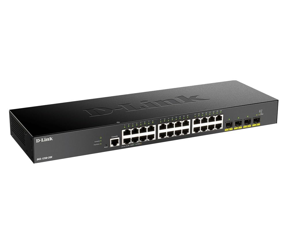 D-Link DGS-1250-28X 28 Port Smart Managed Gigabit Layer 2 Switch with 4 Ports 10G SFP+ Ports