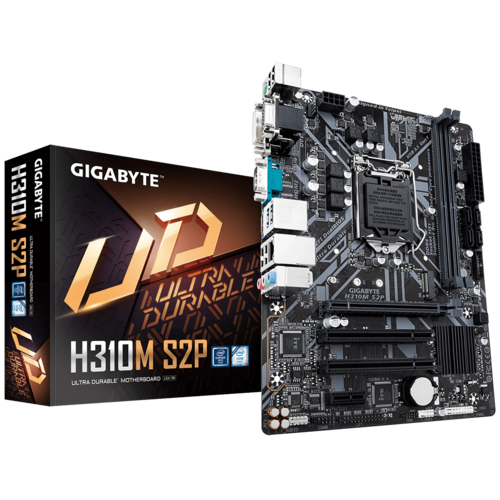 GIGABYTE H310M S2P (LGA1151/Intel/H310/Micro ATX/Ultra Durable/8118 Gaming LAN/DDR4/HDMI 1.4/M.2/DVI-D/Motherboard)