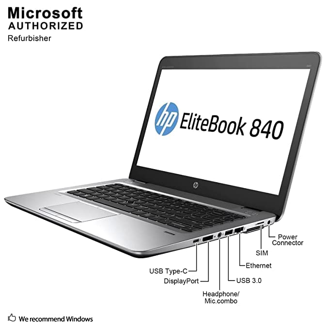 (Refurbished) HP ELITEBOOK 840 G3 (Intel CORE I5 6TH GEN/8GB/256GB SSD/WEBCAM/14'' (35 cm) Touch/DOS) - Zapnet.in