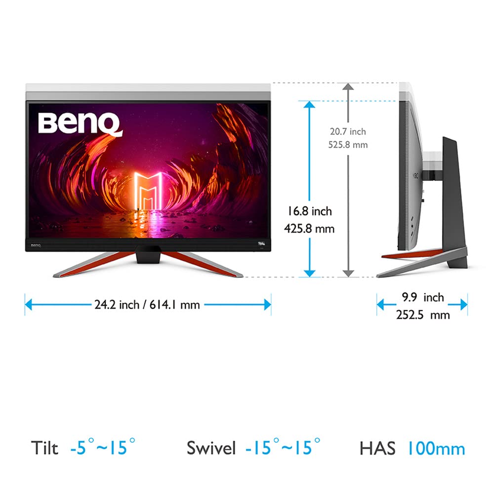 BenQ MOBIUZ EX2710S 27" IPS Full HD HDR Gaming Monitor 165Hz| 1ms MPRT| FreeSync Premium| Height Adjust| 99% sRGB| Bezel-Less| Black Equalizer| treVolo Speakers (2.5W x 2)| HDMI| DP (Dark Grey)