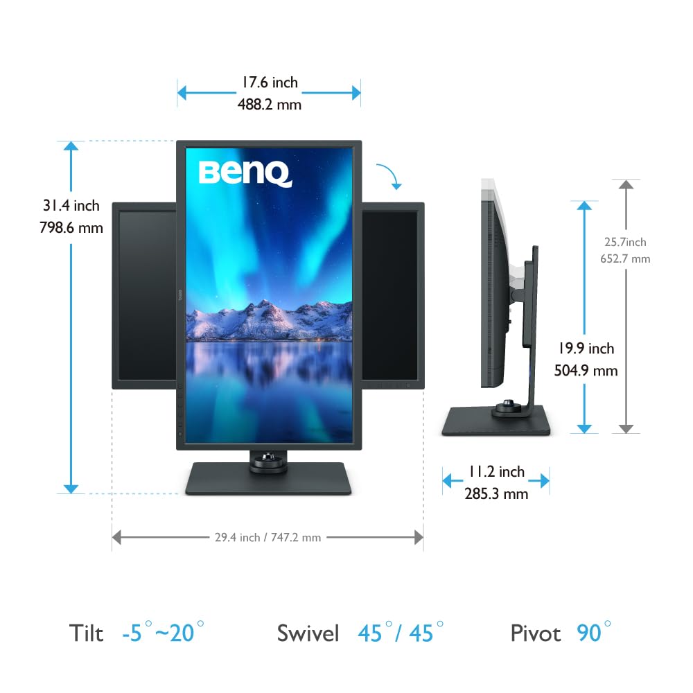 BenQ SW321C 32” PhotoVue Photographer Monitor | 4K, IPS | Screen-to-Print Consistency| 99% AdobeRGB, 100% sRGB/Rec. 709, 95% DCI-P3/Display P3 | Hardware Calibration, Uniformity, Video-editing support