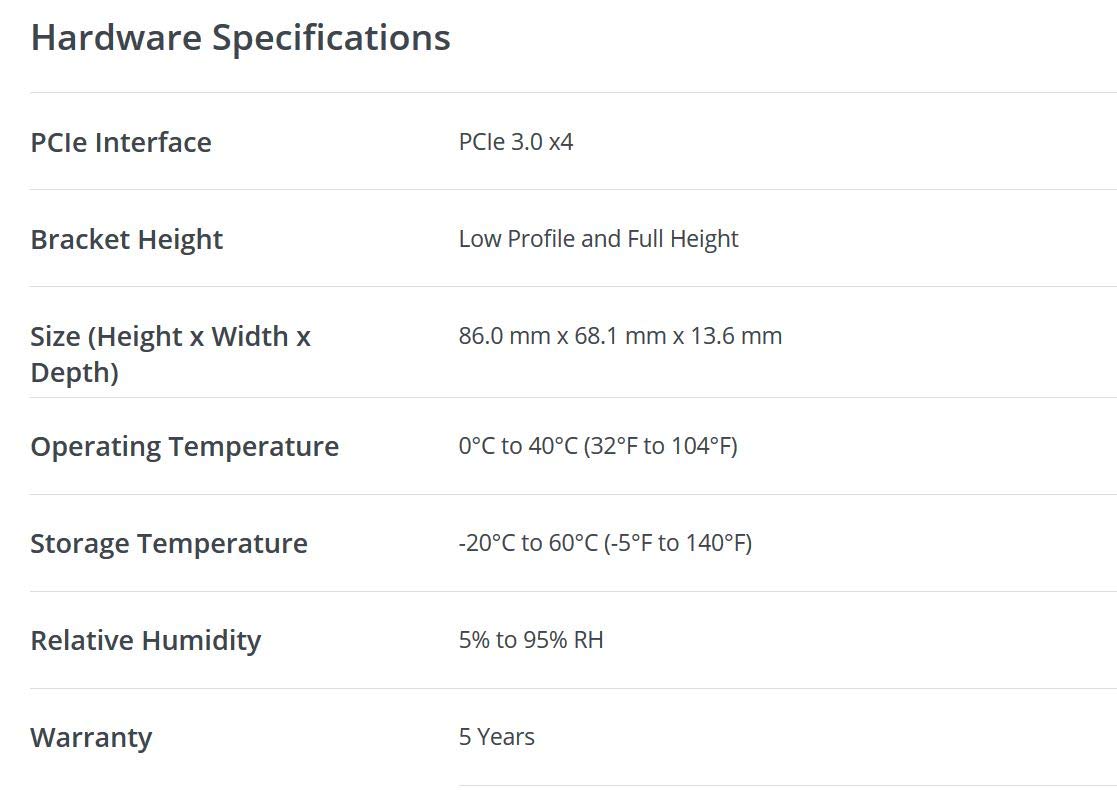Synology 10Gb Ethernet Adapter 1 RJ45 Port (E10G18-T1)