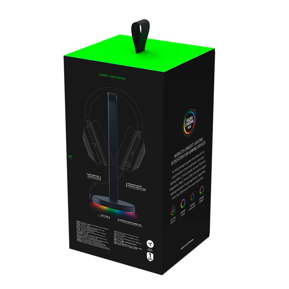 Razer Base Station V2 Chroma, USB Hub with 7.1 Surround Sound, Non-Slip Base, Razer Chroma RGB - Black - RC21-01510100-R3M1