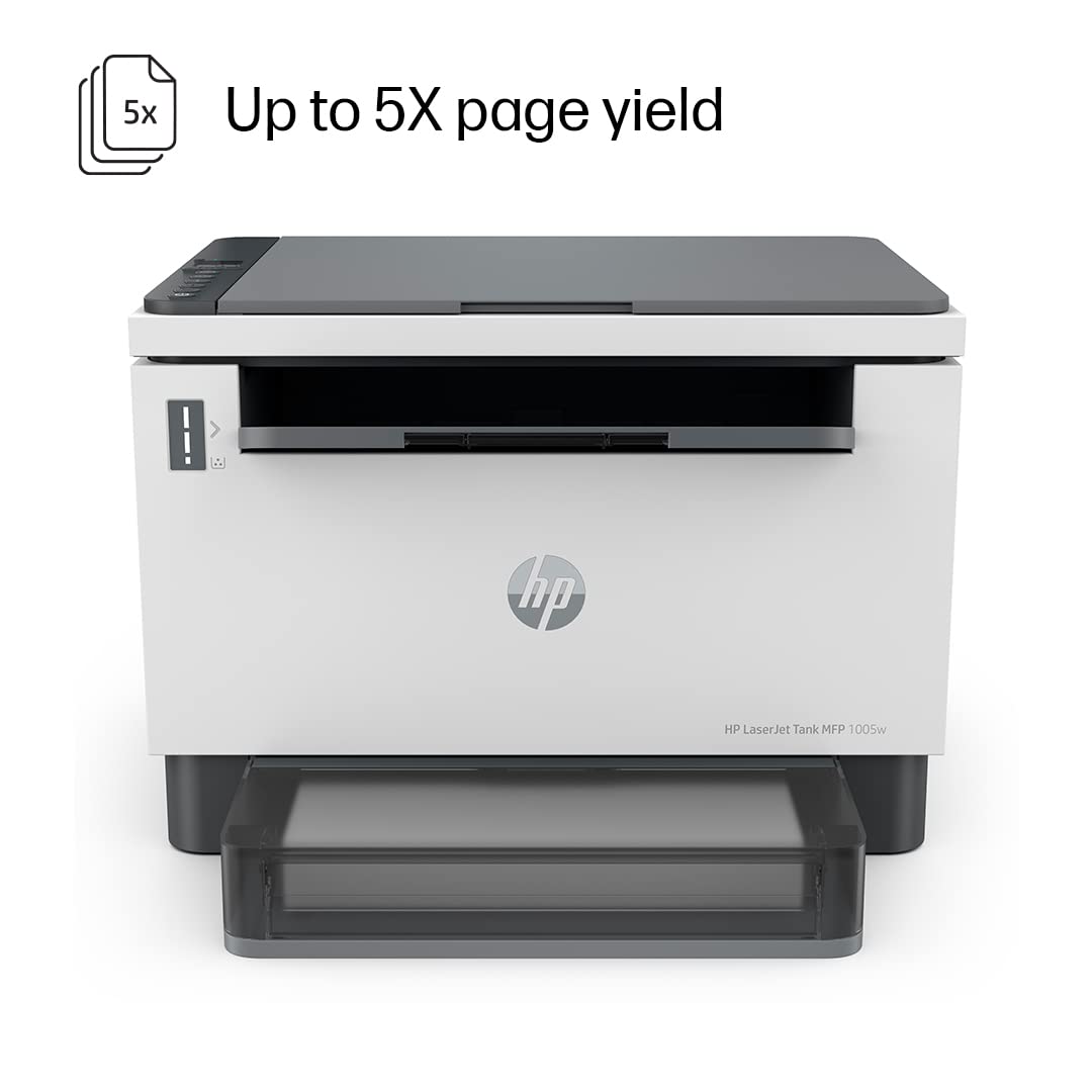 HP Laserjet Tank MFP 1005W,Wireless,Print,Copy,Scan,Hi-Speed USB 2.0,Bluetooth Monochrome Laser Printers Le,Up to 22 Ppm,150-Sheet Input Tray,100-Sheet Output Tray,1-Year Warranty,Black&White,381U4A
