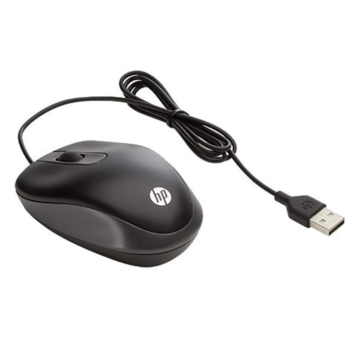 HP USB Travel Wired Mouse with 1000DPI and 3 programable Buttons (G1K28AA), Black