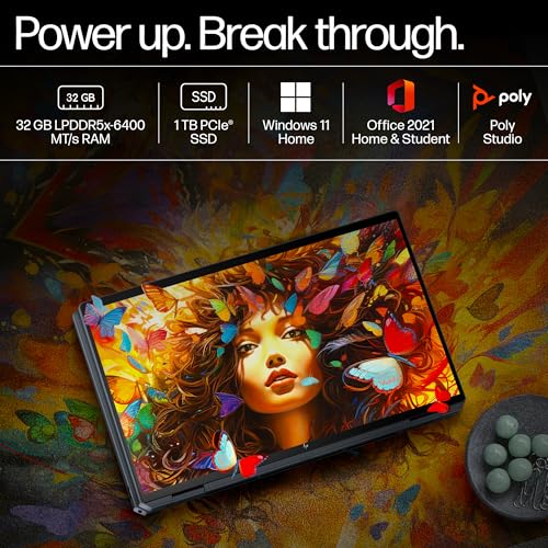 HP Spectre x360 AI Laptop, Intel Core Ultra 7 155H, 12 TOPS, 32GB LPDDR5x, 1TB SSD (Win11, Office21, Blue, 1.9kg), Touchscreen, 2.8K, OLED, 16-inch(40.6cm), Intel Arc graphics, 9MP IR camera, aa0664TX - Zapnet.in