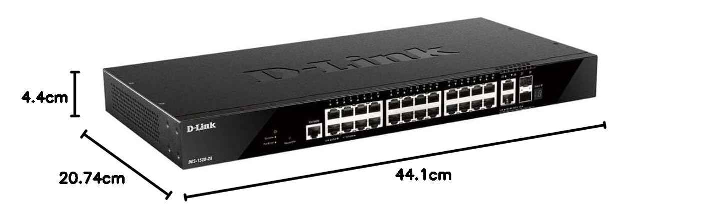 D-Link 28-Port Gigabit Ethernet Switch, Next-Gen Layer 3 Stackable Smart-Managed, 24x Ports, 2X 10GBase-T, 2X 10G SFP+ Ports (DGS-1520-28)