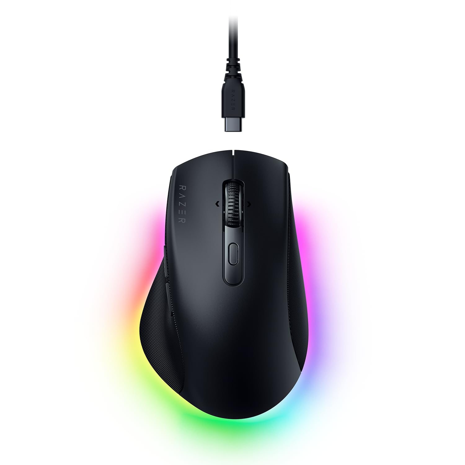 Razer Pro Click V2 Right-Handed Ergonomic Wireless RGB Mouse: HyperSpeed Wireless (2.4 GHz), Bluetooth – up to 3 Hosts, USB-C Wired, Up to 3.5 Months Battery Life, 9 Programmable Buttons - Black