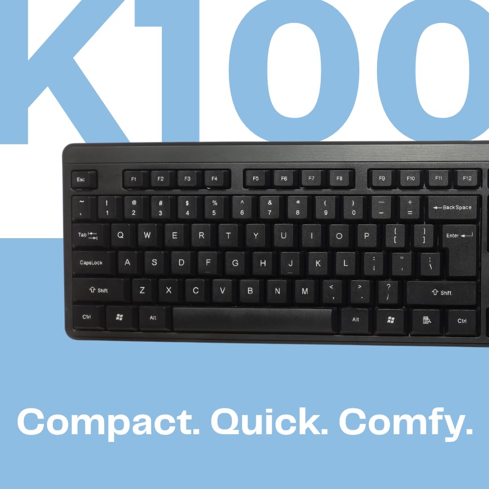 (Refurbished) HP K100 Wired Keyboard, Quick, Comfy and Accurate, USB Plug & Play Setup,LED Indicators(7J4G1AA)