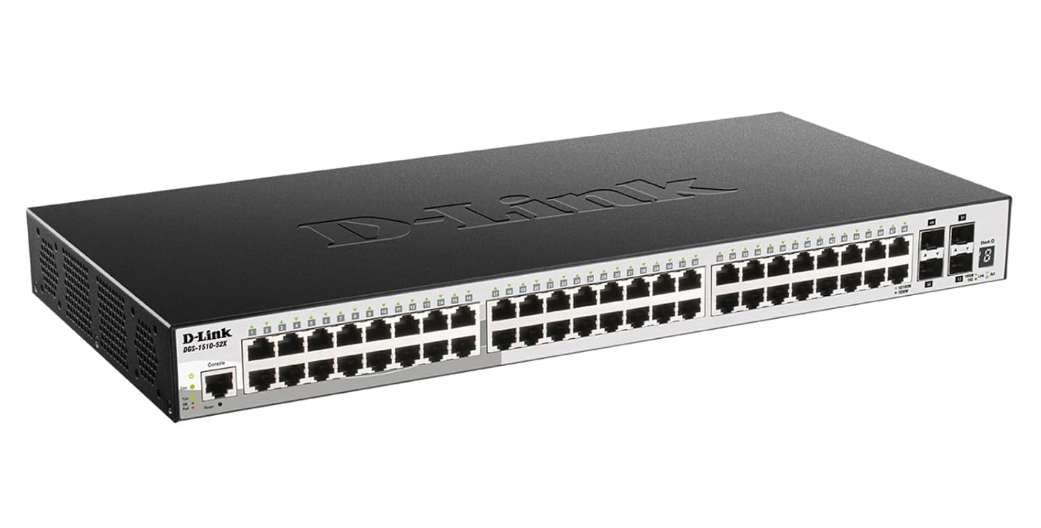 D-Link 52-Port Gigabit Stackable SmartPro Switch Including 4 10GbE SFP+ Ports - 48 Network, 4 Expan