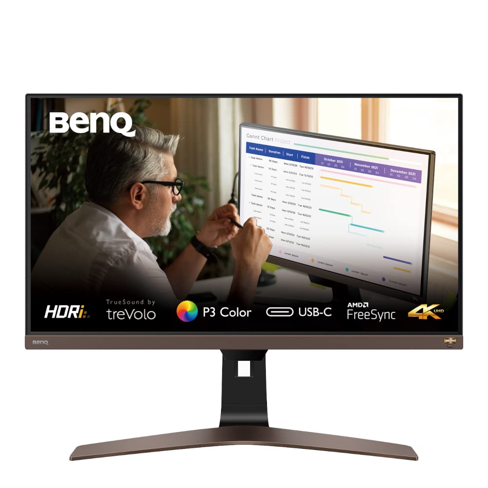 BenQ EW3270U 32"(80cms) 3840x2160 4K VA 60Hz HDR10| 95%DCI-P3|treVolo Speakers(3W x 2)| USB-C| Bezel-Less Monitor|Anti-Glare| Brightness Intelligence Plus|Low Blue-Light|AMD Freesync|HDMI| DP|(Black)