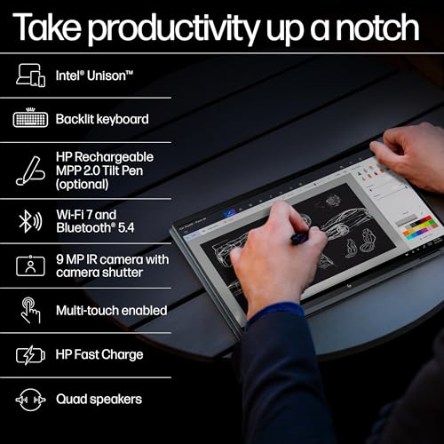 HP Spectre x360 AI Laptop, Intel Core Ultra 7 155H, 12 TOPS, 32GB LPDDR5x, 1TB SSD (Win11, Office21, Blue, 1.9kg), Touchscreen, 2.8K, OLED, 16-inch(40.6cm), Intel Arc graphics, 9MP IR camera, aa0664TX - Zapnet.in