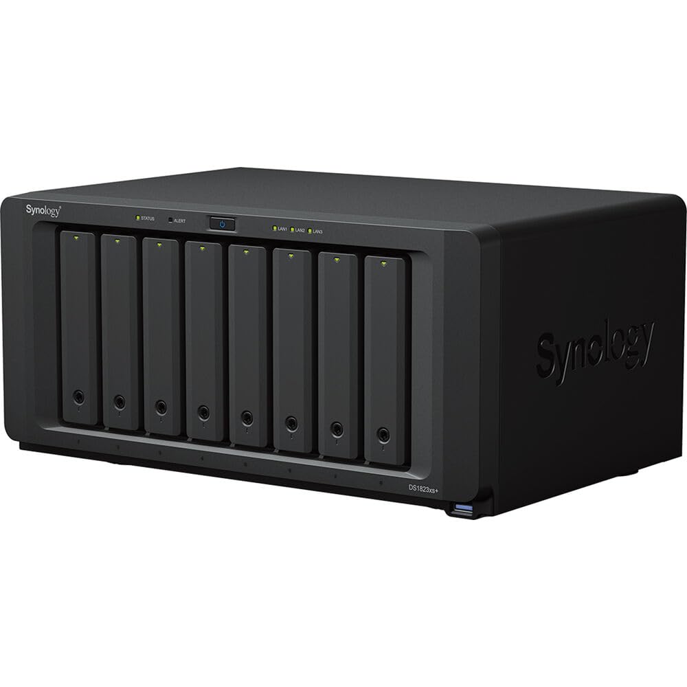 Synology DiskStation DS1823xs+ NAS Server with Ryzen 3.35GHz CPU, 32GB Memory, 160TB HDD Storage, 1TB M.2 NVMe SSD, 1 x 10GbE LAN Port, DSM Operating System