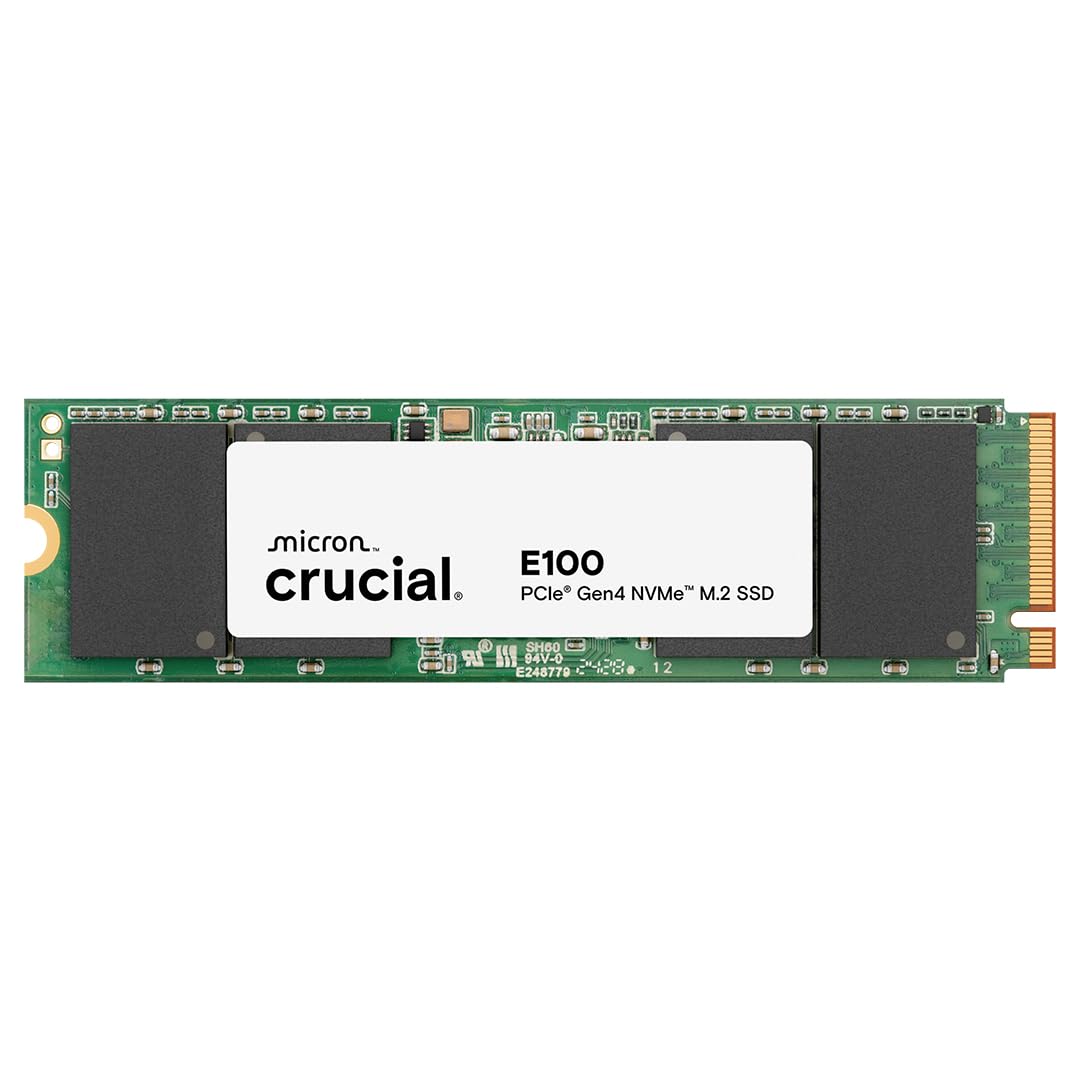 Crucial E100 SSD 480GB M.2 NVMe PCIe Gen4 Internal SSD, Up to 4,700MB/s, Laptop & Desktop Compatible - CT480E100SSD8