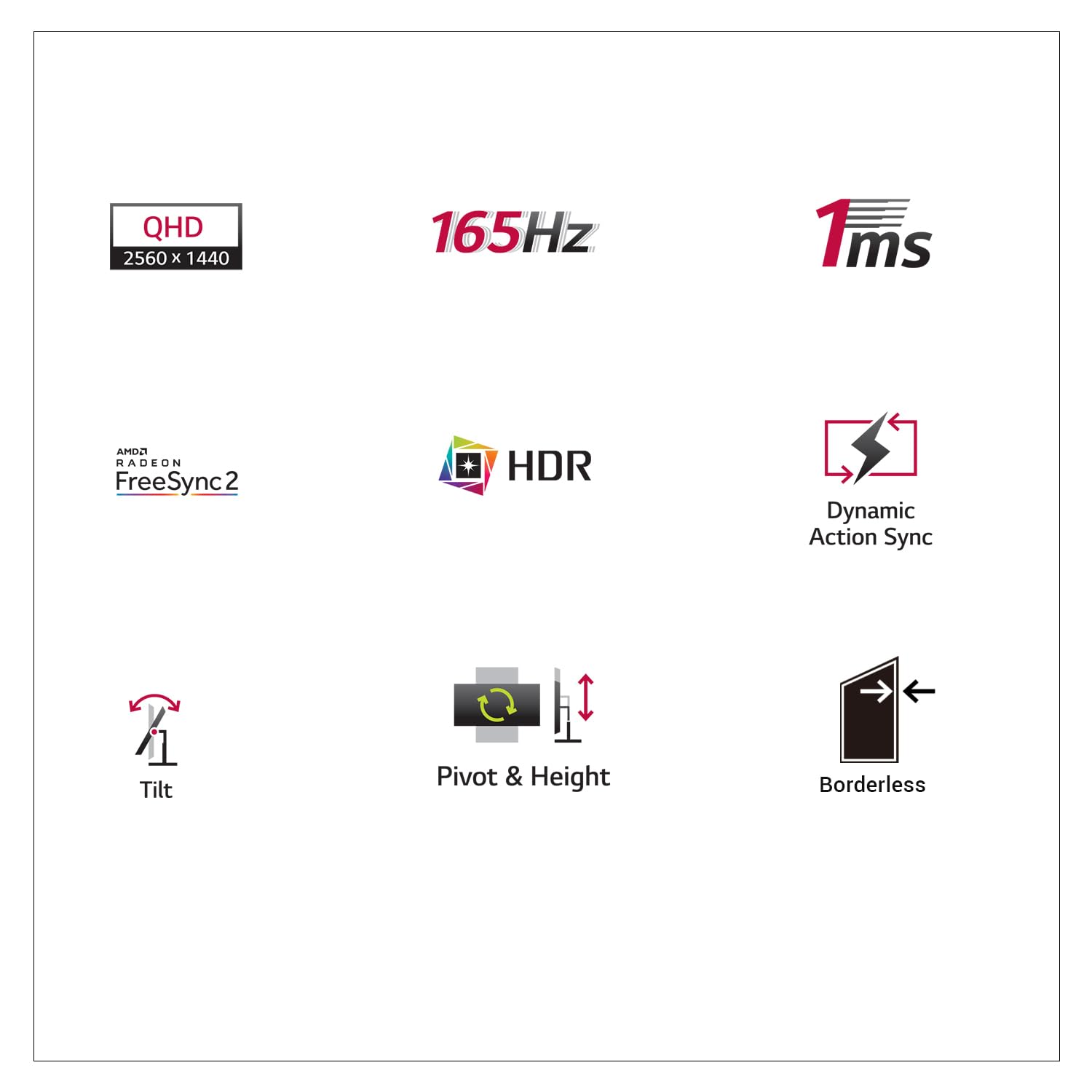 LG 32" (80 CM) Ultragear QHD Monitor (2560 X 1440 Pixels), 165 Hz, 1Ms, Nvidia G-Sync Compatible, Freesync Premium, HDR 10, Hdmi, Tilt, Height, Pivot Stand, VA Panel Gaming LCD Monitor, 32GN650 Black