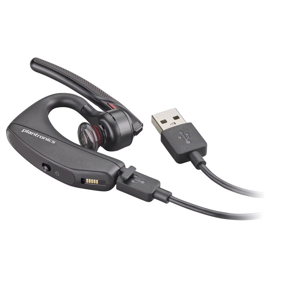 Poly Voyager 5200 UC Bluetooth Headset (7K2F3AA) Bundle Including: Goby Labs Headphone Cleaner, Fiber Cloth, Small, Medium, Large Ear Tips, Charging Case, Charging Cable