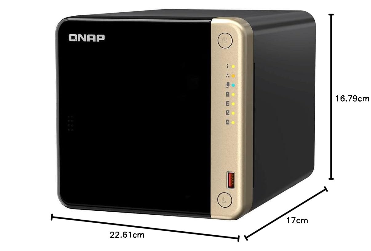 QNAP TS-464-4G (Quad-core Intel for Multitasking, 2.5GbE Multimedia NAS with M.2 PCIe Slots and PCIe expandability) - Black