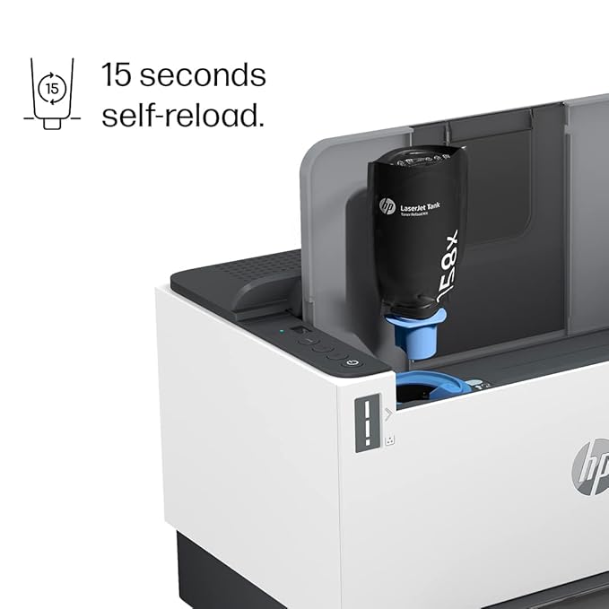 HP Laserjet Tank 1020w Printer, Wireless, Print, Hi-Speed USB 2.0, Bluetooth LE, Up to 22 ppm, 150-sheet Input Tray, 100-sheet Output Tray, 25,000-page Duty Cycle, Black and White, 381V6A - Zapnet.in