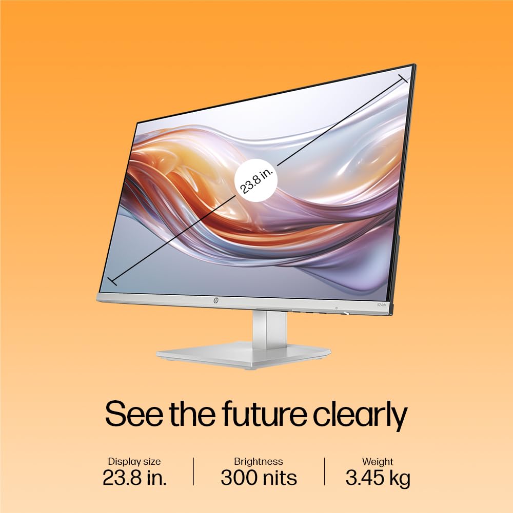 HP Series 5 23.8 inch FHD Height Adjust Monitor-524sh,23.8inch(60.5cm),FHD(1920 x 1080),Anti-Glare,Adjustable Height, Eye Ease,3.45kg