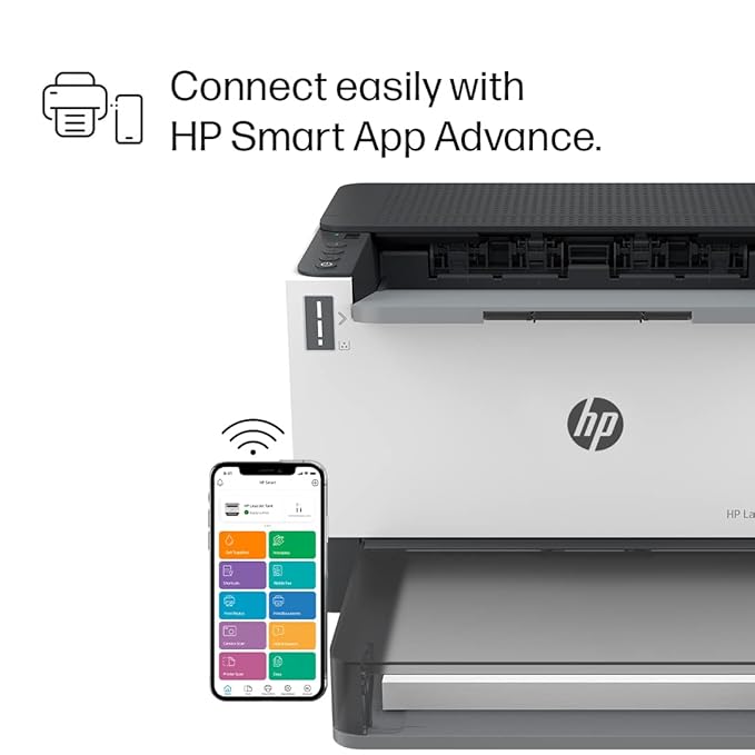 HP Laserjet Tank 1020w Printer, Wireless, Print, Hi-Speed USB 2.0, Bluetooth LE, Up to 22 ppm, 150-sheet Input Tray, 100-sheet Output Tray, 25,000-page Duty Cycle, Black and White, 381V6A - Zapnet.in