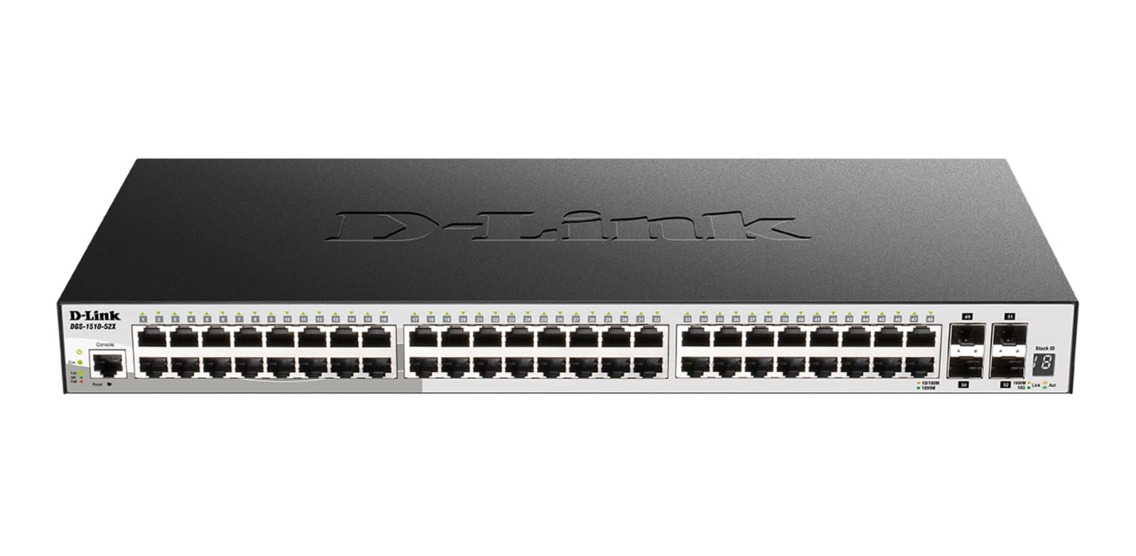 D-Link 52-Port Gigabit Stackable Smart Managed PoE+ Switch with 10G Uplinks | 48 PoE+ (740W) + 4 10GbE SFP+ Ports| L2+/L3 Lite |VLANs |Web Managed |Surveillance Mode | NDAA Compliant (DGS-1510-52XMP)