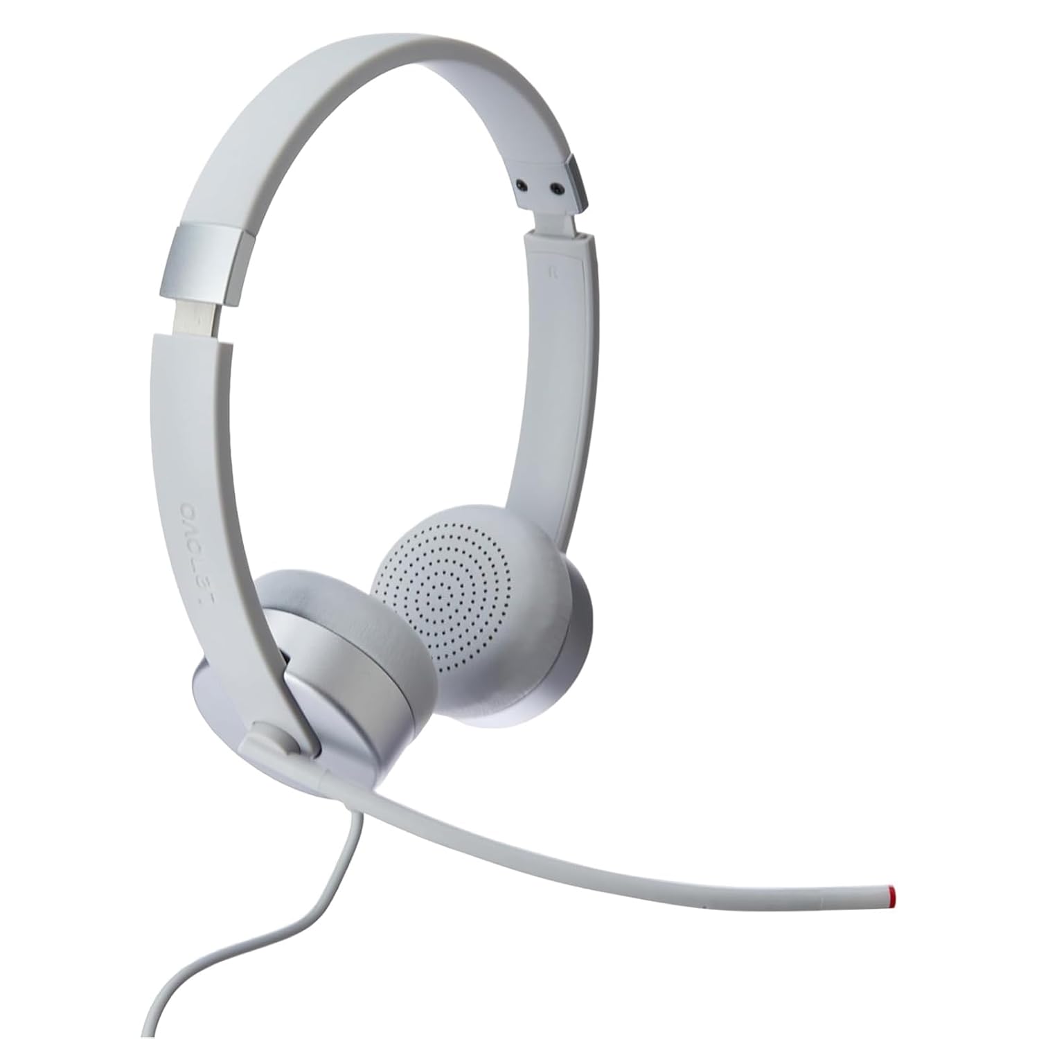 Lenovo 100 Stereo Analogue Wired On Ear Headphones with Mic, Memory-Foam earcups, 30 mm Driver | Computer/PC or Laptop Headphone (Cloud Grey)