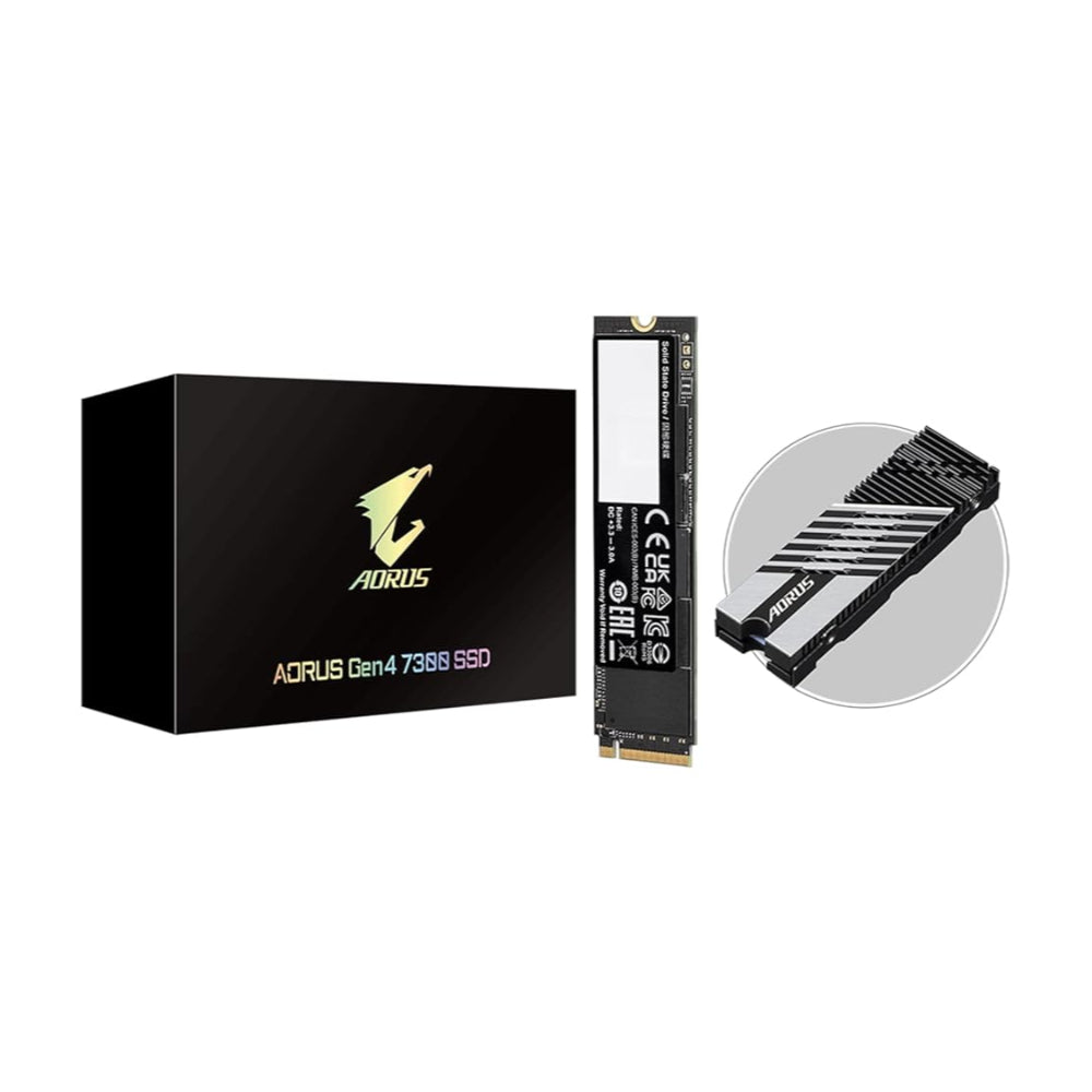 GIGABYTE AORUS Gen4 7300 SSD 2TB PCIe 4.0 NVMe M.2 Internal Solid State Hard Drive with Read Speed Up to 7300MB/s, Write Speed Up to 6850MB/s (AG4732TB)