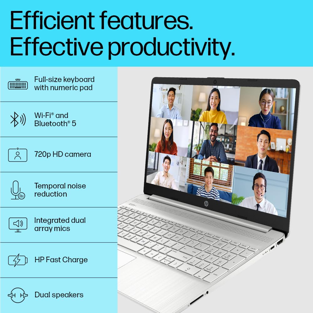 HP 15s 12th Gen Intel Core i3-1215U,15.6inch(39.6cm), FHD,Anti-Glare,8GB RAM,512GB SSD,Intel UHD Graphics,Dual Speakers(Win11,MSO2021,Silver,1.69Kg), 15s-FQ5185tu