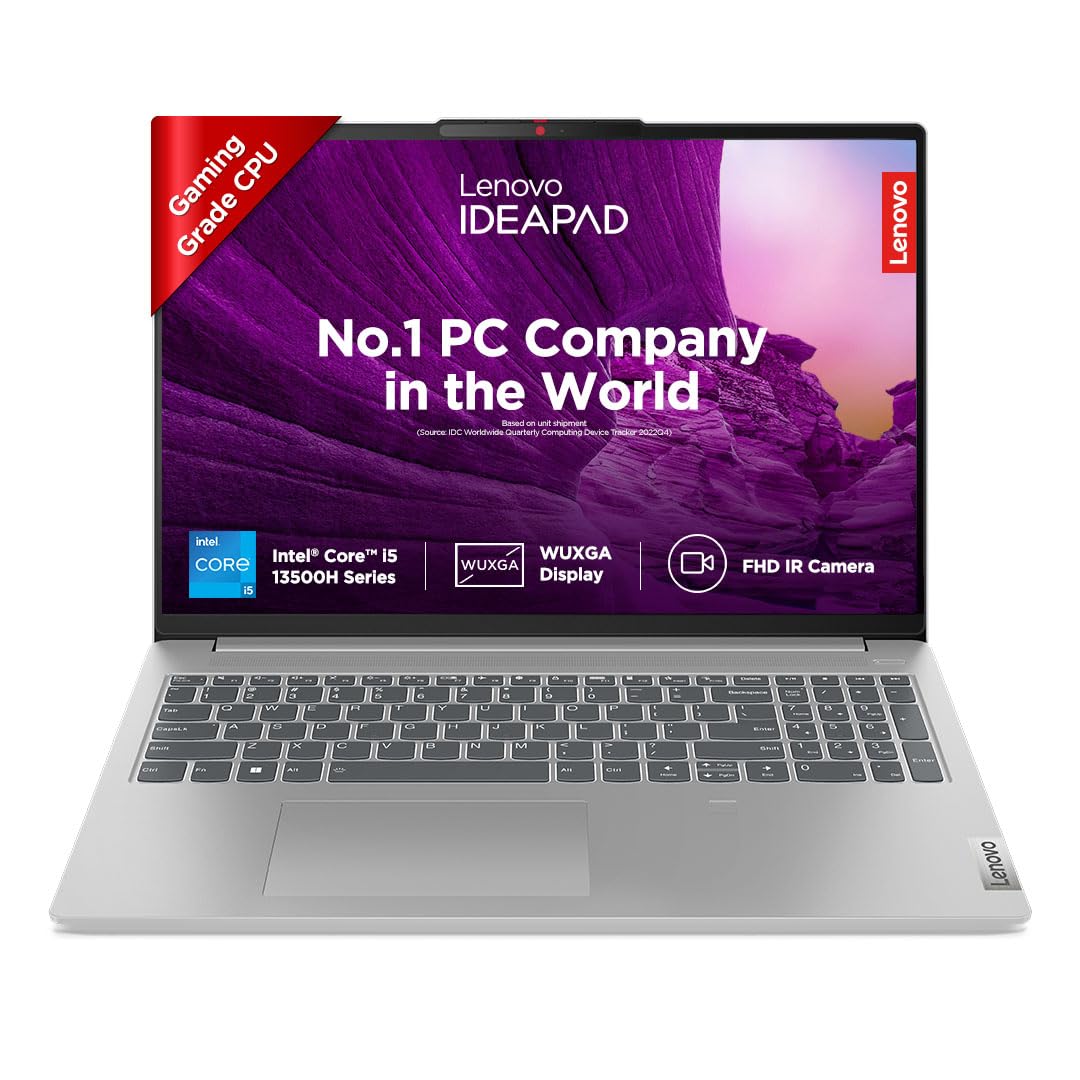 Lenovo IdeaPad Slim 5 12th Gen Intel Core i5 12450H 16" (40.6cm) WUXGA IPS 300Nits Laptop (16GB/512GB SSD/Win 11/Office 2021/Backlit KB/FHD 1080p Camera/Alexa/3 Month Game Pass/Grey/1.8Kg), 83BG000DIN