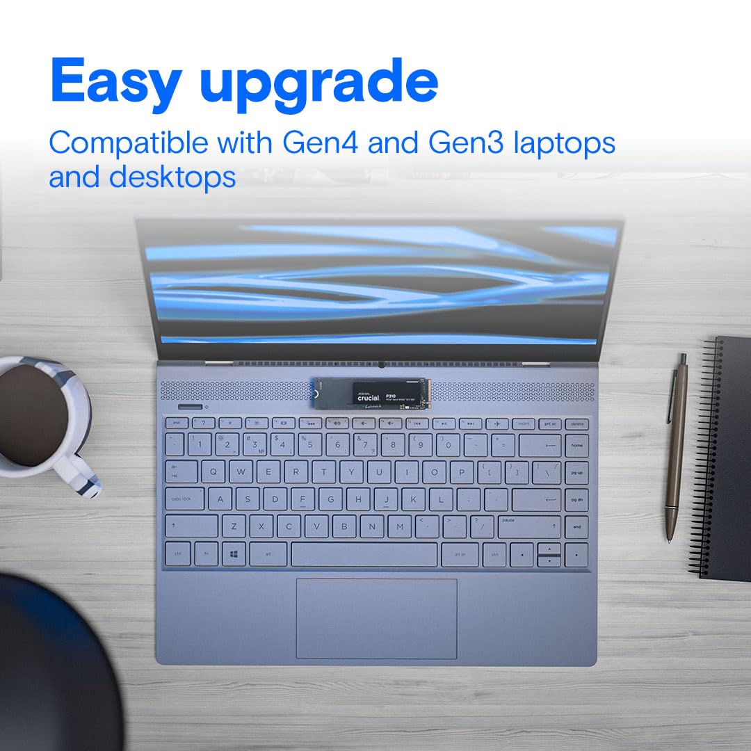 Crucial P310 500GB 2280 PCIe Gen4 3D NAND NVMe M.2 SSD – Up to 6,600MB/s – Shift up to Gen4 – Internal Solid State Drive (PC) – CT500P310SSD801