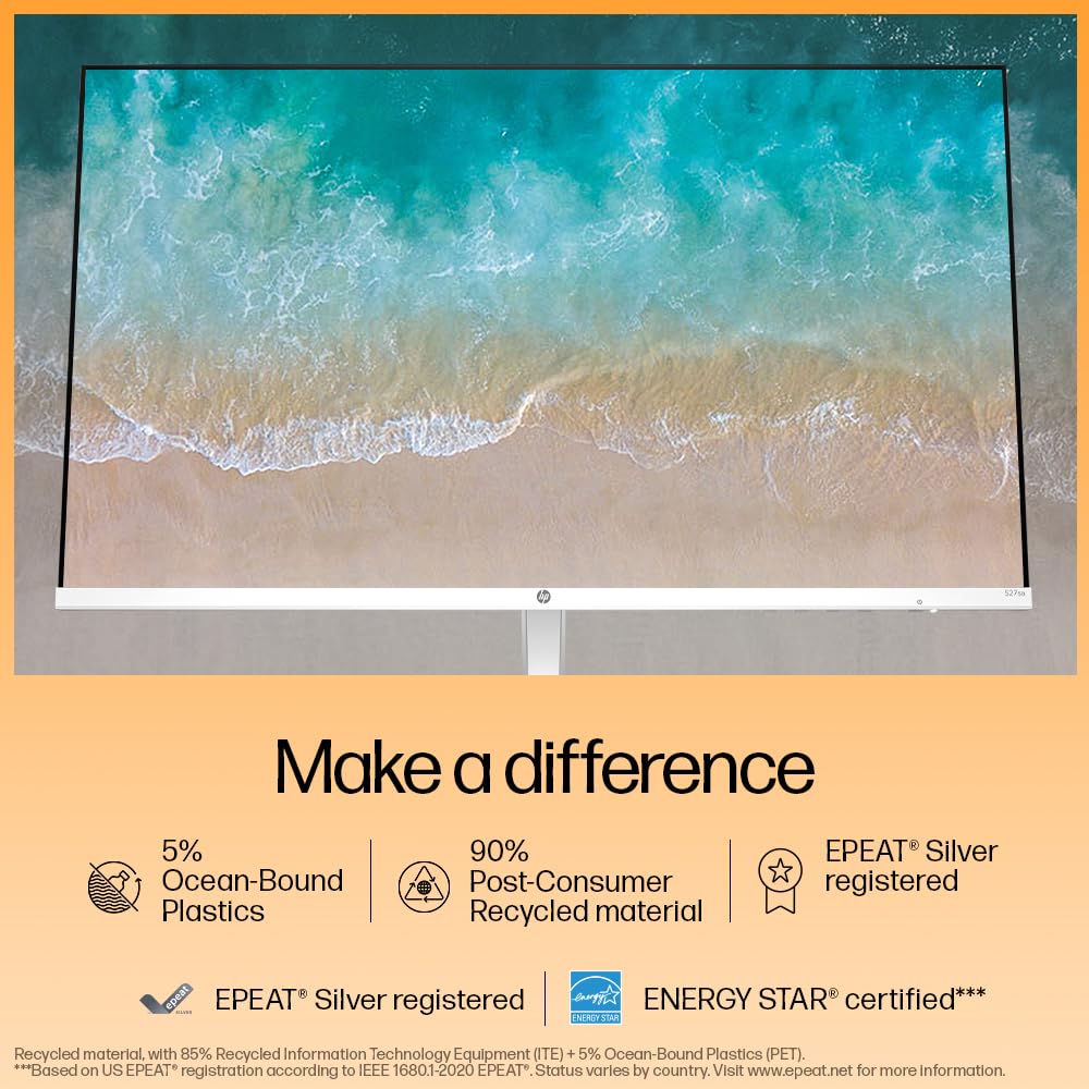 HP Series 5 27 inch FHD Height Adjust Monitor - 527sh,27inch(68.6 cm),FHD(1920 x 1080),300 nits, Eye Ease,Anti-Glare,Height Adjustable,4.15kg