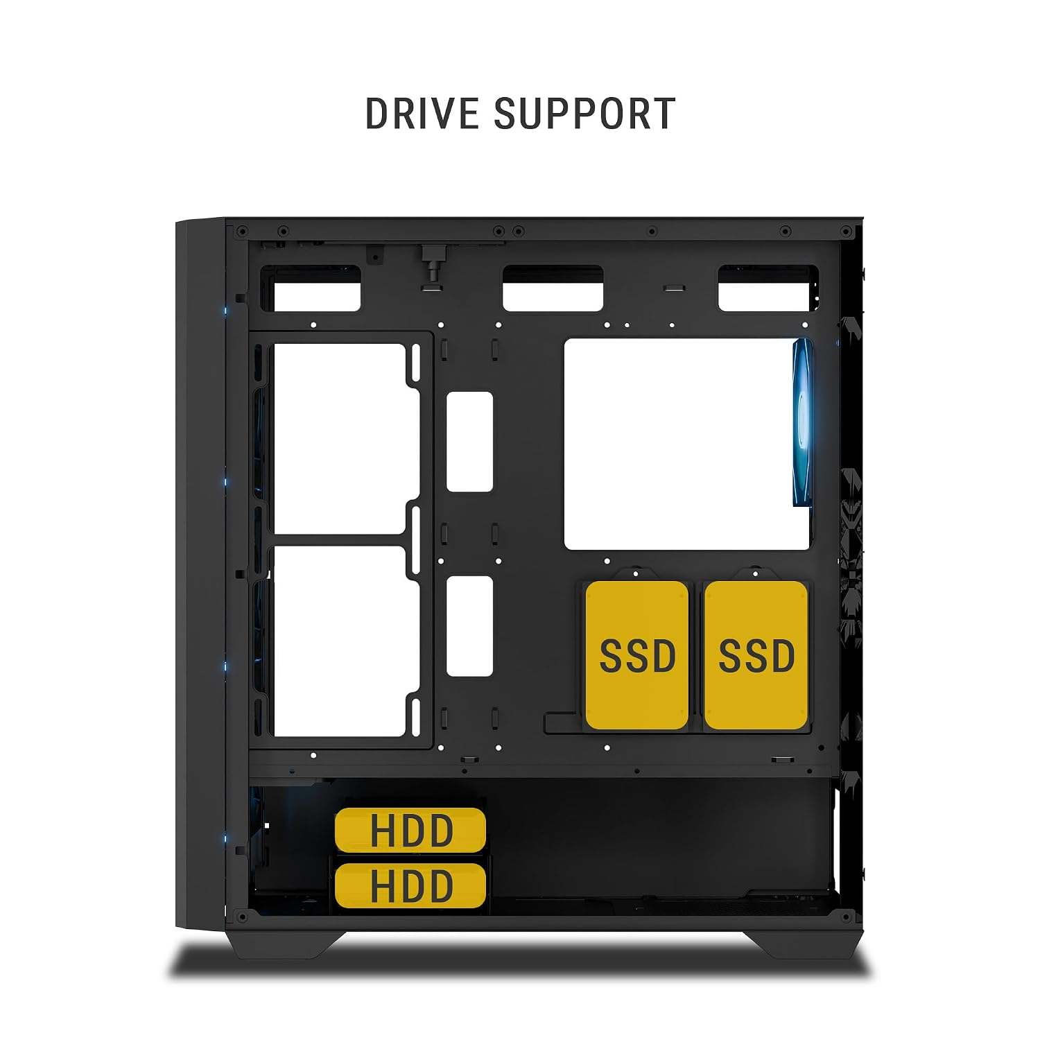 Ant Esports Aqua 360 4F Mid-Tower Computer Case/Gaming Cabinet - Black | Pre-Installed 4 ARGB Fans