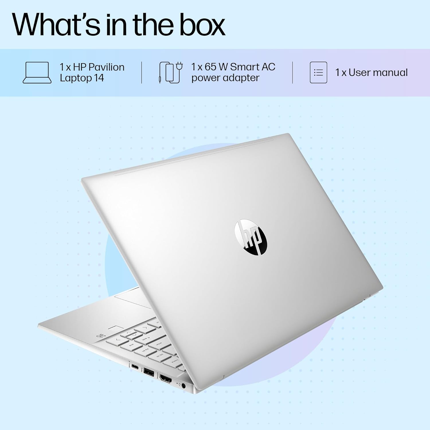 HP Pavilion 14, 12th Gen i5-1235U, 14-inch (35.6 cm) FHD, Anti-Glare, 16GB DDR4, 1TB SSD, Intel Iris Xe Graphics, B&O, FPR, Backlit KB (Win 11,MSO, Natural Silver, 1.41 kg), 14-dv2153TU