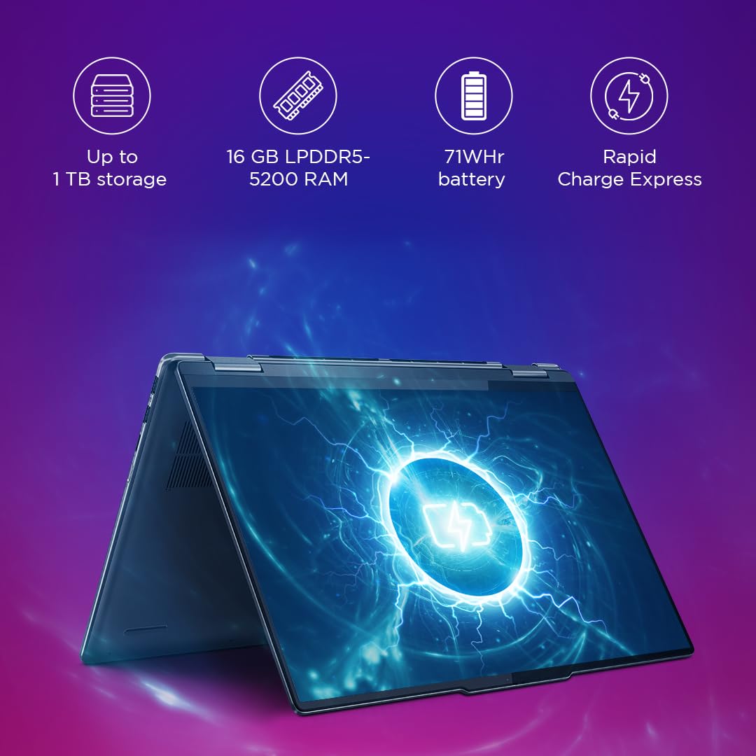 Lenovo Yoga 7 AMD Ryzen 7 7735U 14"(35.5cm) WUXGA-OLED 2-in-1 400Nits Laptop (16GB/1TB SSD/Win 11/Office 2021/Backlit KB/Digital Pen/1Yr Warranty/Alexa/3 mon. Game Pass/Tidal Teal/1.49Kg), 82YM0075IN