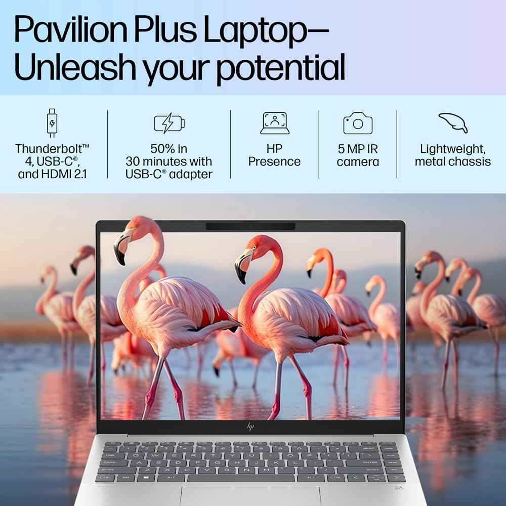 Refurbished HP Pavilion Plus, 13th Gen Intel Core i5-1335U, 16GB DDR5, 512GB SSD, (Win11, Office21, Silver, 1.44 kg),IPS, Anti-glare, 14-inch (35.6cm) WUXGA Laptop, Intel Iris Xe graphics, 5MP IR camera, ew0116TU