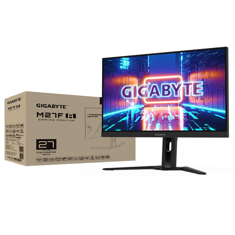 GIGABYTE M27F A 27 Inch, 165Hz Fhd, Kvm Gaming -Monitor, 1920X1080 IPS Display, 1Ms (Gtg) Response Time, 99% Srgb, Black
